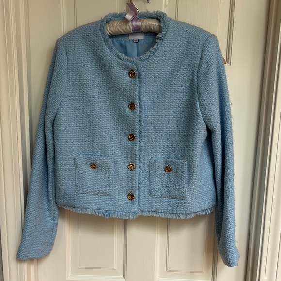 Cyrus Light Blue Textured Jacket - Picture 1 of 4